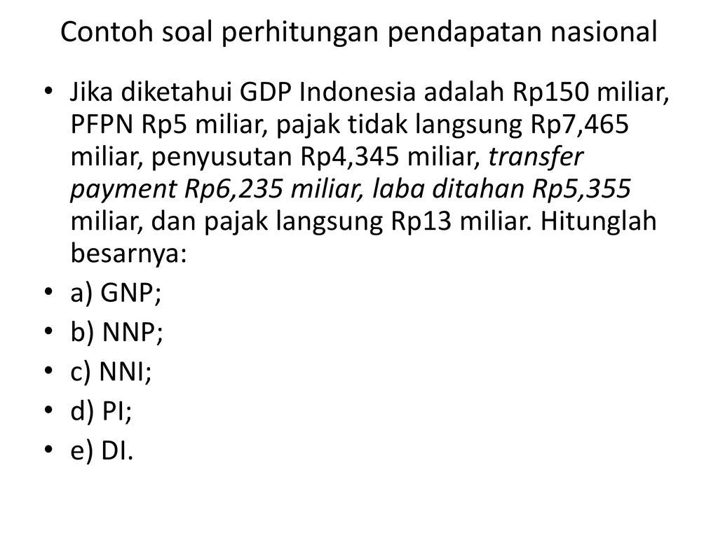 Soal Pendapatan Nasional Dan Jawabannya Umi Soal